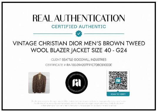 Vintage Christian Dior Men's Brown Tweed Wool Blazer Jacket Size 40 image number 6