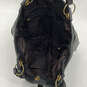 Womens Black Leather Inner Zip Pocket Double Handle Strap Shoulder Bag image number 4
