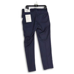 NWT Mens Blue Flat Front Pockets Straight Leg Slim Fit Dress Pants Sz 33x30 alternative image