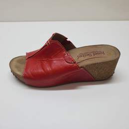 Josef Seibel Red Leather Cork Wedge Slides Sz 36 alternative image