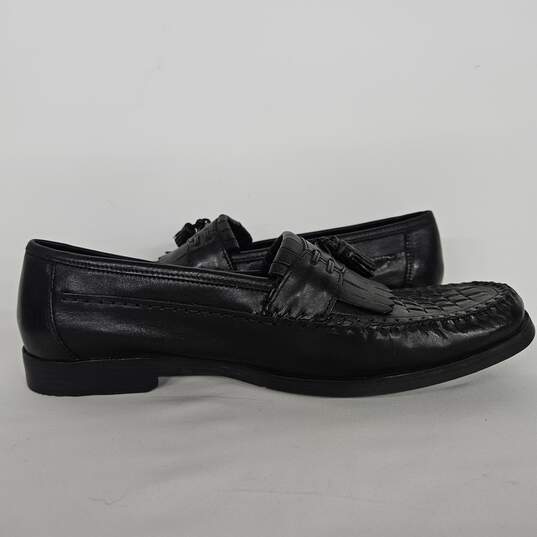 Woven Black Tassel Slip On Comfort Loafers image number 3