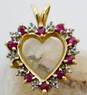 10K Yellow Gold Ruby Diamond Accent Open Heart Pendant 2.5g image number 1