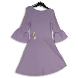 NWT Womens Lavender Round Neck Bell Sleeve A-Line Dress Size Medium alternative image