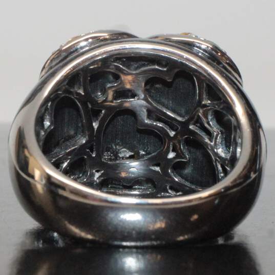 Shivam Signed Sterling Silver Black Onyx Multi-Stone Accent Heart Ring Size 6.75 - 9.77g image number 3