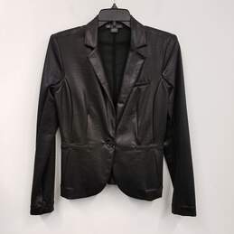 Womens Black Long Sleeve Collared Single Breasted Blazer Jacket Size Medium