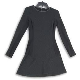 Twenty Womens Black Quilted Round Neck Long Sleeve Back Zip Mini Dress Size S