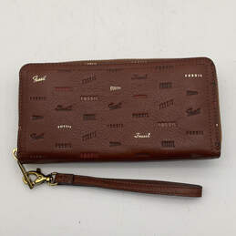 Womens Brown Leather Logan RFID Multiple Card Slot Zip Around Clutch Wallet alternative image