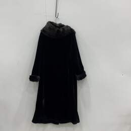 Gallery Womens Black Fur Trim Long Sleeve Button Front Overcoat Size 1X alternative image