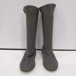 Women Uggs Grey Sweater Boots Button Side Adjustable Length Size 8