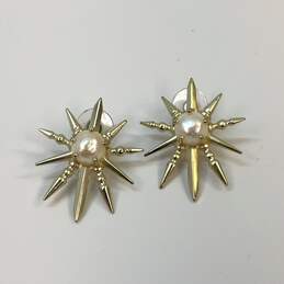 Designer Kendra Scott Gold-Tone White Pearl Rising Sun Stud Earrings alternative image