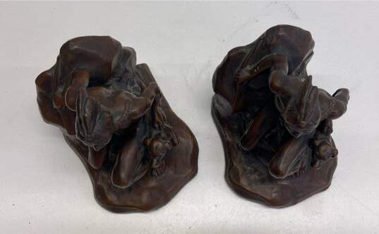 Native American Bronze Bookends Sculpture Marked C. Vieth image number 6