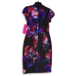 NWT Betsey Johnson Womens Multicolor Floral V-Neck Back Zip Sheath Dress Size 6 alternative image