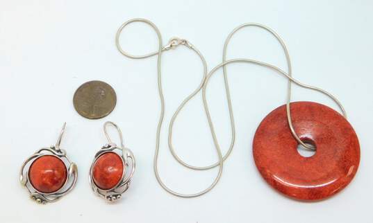 Artisan 925 Sterling Silver & Coral Jewelry image number 7