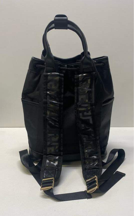 Versace Parfums Black Nylon Small Drawstring Backpack Bag image number 2