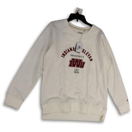 NWT Womens White Indiana Wesleyan University Pullover Sweatshirt Size Large