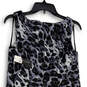 NWT Womens Black Gray Animal Print Sleeveless Back Zip Sheath Dress Sz 12P image number 4