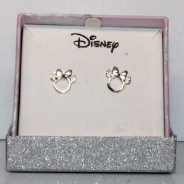 Disney Sterling Silver Minnie Mouse Stud Earrings w/Box - 1.05g