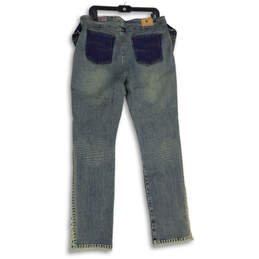 Womens Blue Denim Medium Wash Waist Belt Bootcut Leg Jeans Size 15/16 alternative image