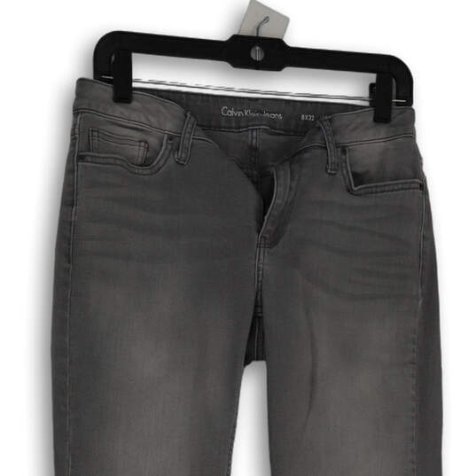 Womens Gray Denim Medium Wash Pockets Stretch Skinny Leg Jeans Size 8X32 image number 3
