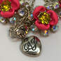 Designer Betsey Johnson Gold-Tone Red Floral Rhinestone Statement Necklace image number 3