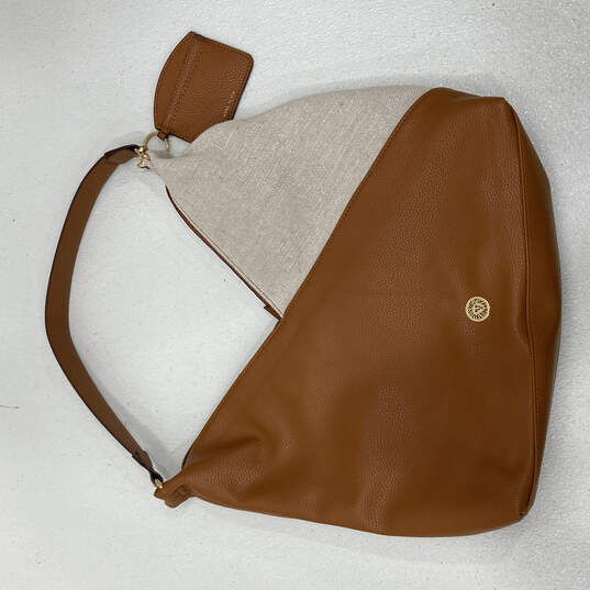 Womens Tan Brown Leather Inner Pocket Shoulder Hobo Bag W/Card Holder image number 1