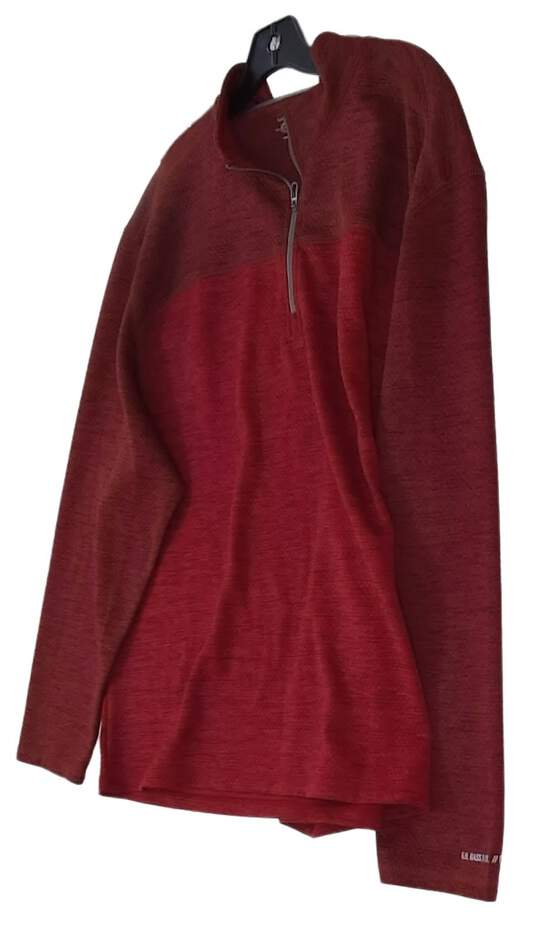 Mens Red Long Sleeve Half Zip Mock Neck Pullover Sweatshirt Size 2XL image number 2