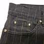 Womens Black Pinstripe Denim Dark Wash Stretch Straight Leg Jeans Sz 28X42 image number 4
