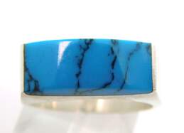 Taxco Mexico 925 Modernist Faux Turquoise Square Band Ring 8.7g