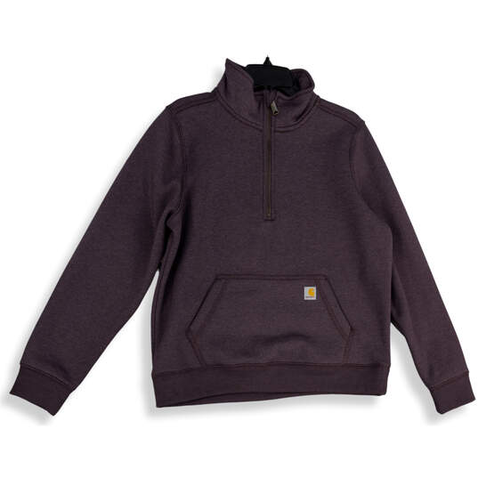 Womens Purple 1/2 Zip Kangaroo Pocket Pullover Sweatshirt Size L 12-14 image number 1