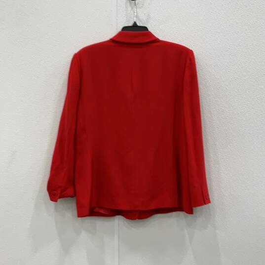 Giorgio Armani Womens Red Notch Lapel Three Button Blazer Size 12 With COA image number 2