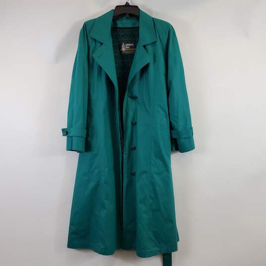 London Fog Women Teal Trench Coat Sz 14R image number 1