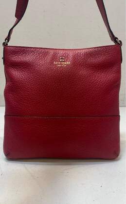 Kate Spade Red Pebbled Leather Zip Crossbody Bag
