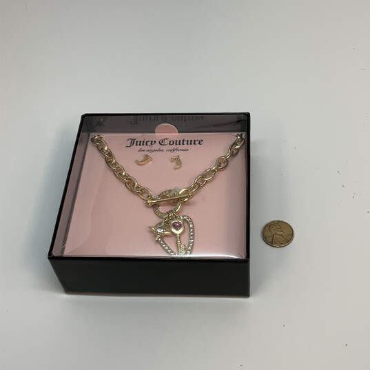 Designer Juicy Couture Gold-Tone Heart Charm Necklace & Earrings Set w/ Box image number 3