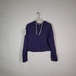 Womens Drawstring Long Sleeve Cropped Pullover Hoodie Size Small