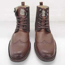 Original Penguin Nathan Wing Tip Brown Leather Canvas Boot Mens Size 9.5 alternative image