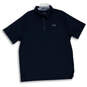 Mens Black Short Sleeve Spread Collar Side Slit Golf Polo Shirt Size 2XL image number 1