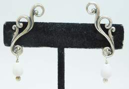 Carolyn Pollack Relios 925 Sterling Silver Faux Stone Scrolled Ear Climber Drop Earrings 6.1g alternative image