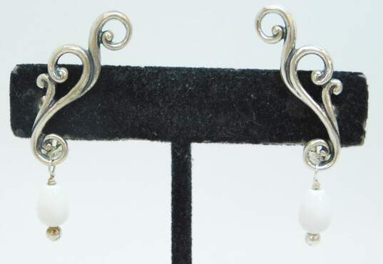 Carolyn Pollack Relios 925 Sterling Silver Faux Stone Scrolled Ear Climber Drop Earrings 6.1g image number 2