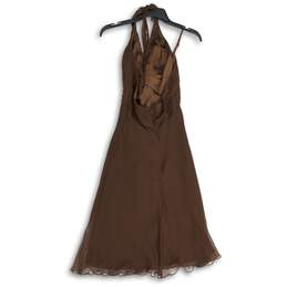 Cache Womens Brown Embellished Halter Neck Sleeveless A-Line Dress Size 6 alternative image