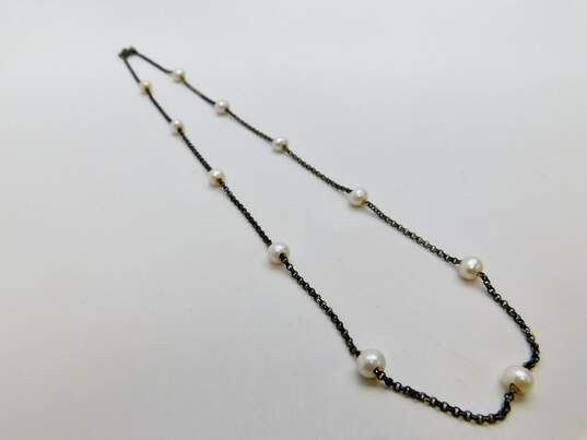 925 Sterling Silver & Pearl Necklace & Bracelet Lot image number 2