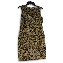 NWT Womens Brown Animal Print Sleeveless Back Zip Sheath Dress Size 6 alternative image