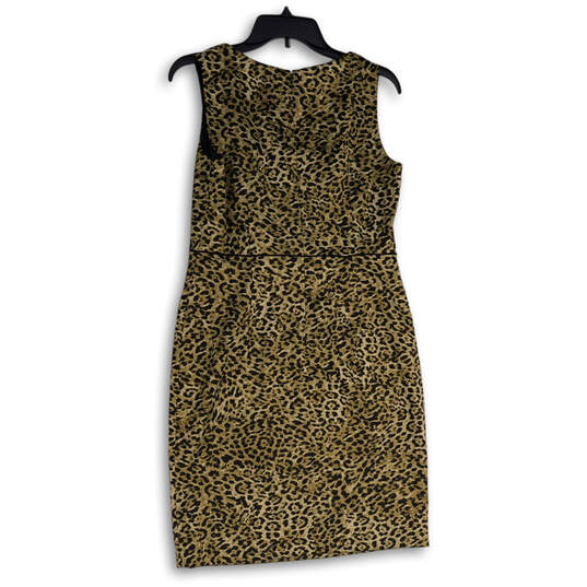 NWT Womens Brown Animal Print Sleeveless Back Zip Sheath Dress Size 6 image number 2