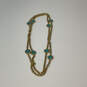 Designer Michael Kors Gold-Tone Turquoise Tone Double Strand Chain Bracelet image number 2