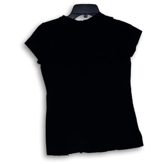 Womens Black Crew Neck Short Sleeve Comfort Pullover T-Shirt Size Small image number 2