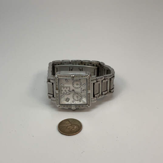 Designer Bulova Silver-Tone Chronograph Square Dial Analog Wristwatch image number 3