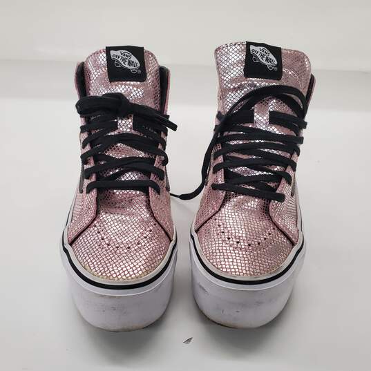 Vans Unisex Sk8-Hi Metallic Pink Platform Shoes Size 5 M | 6.5 W image number 2
