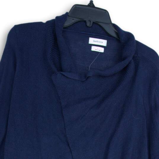 Van Heusen Womens Navy Blue Ribbed Knit Long Sleeve Cardigan Sweater Size Large image number 3
