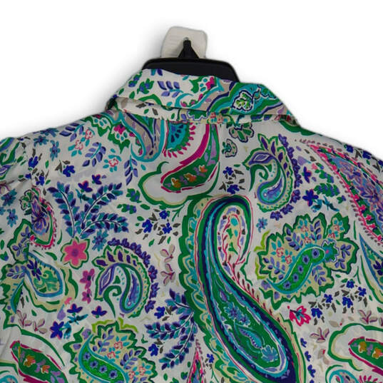 Womens Multicolor Paisley Collared Button Front Blouse Top Size XXL image number 4