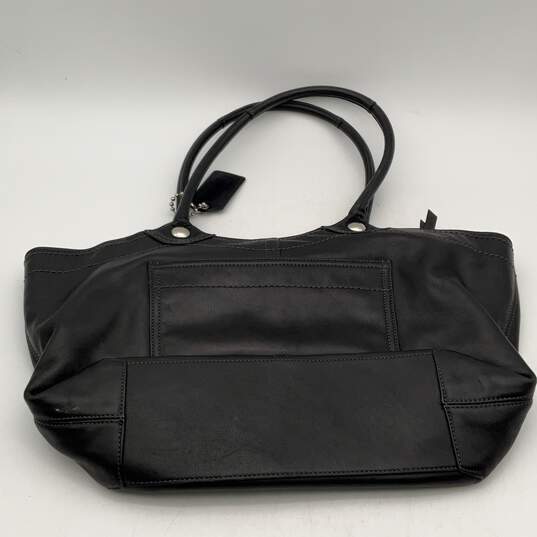Coach Womens Black Leather Double Handle Zipper Pocket Shoulder Handbag image number 2