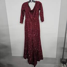 Red Sequin 3/4th Sleeve High Low Dress alternative image